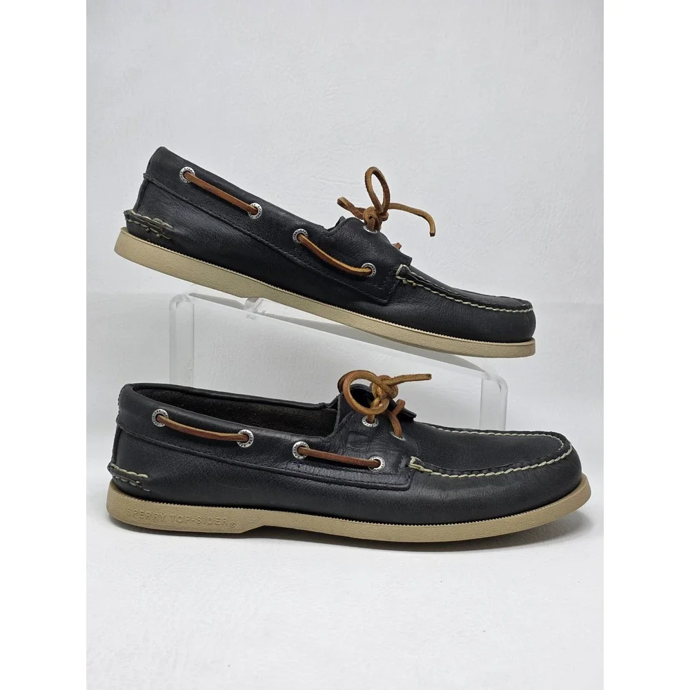Sperry Top-Sider Mens Size 9.5M Original Boat Shoes Navy Blue Leather STS10458